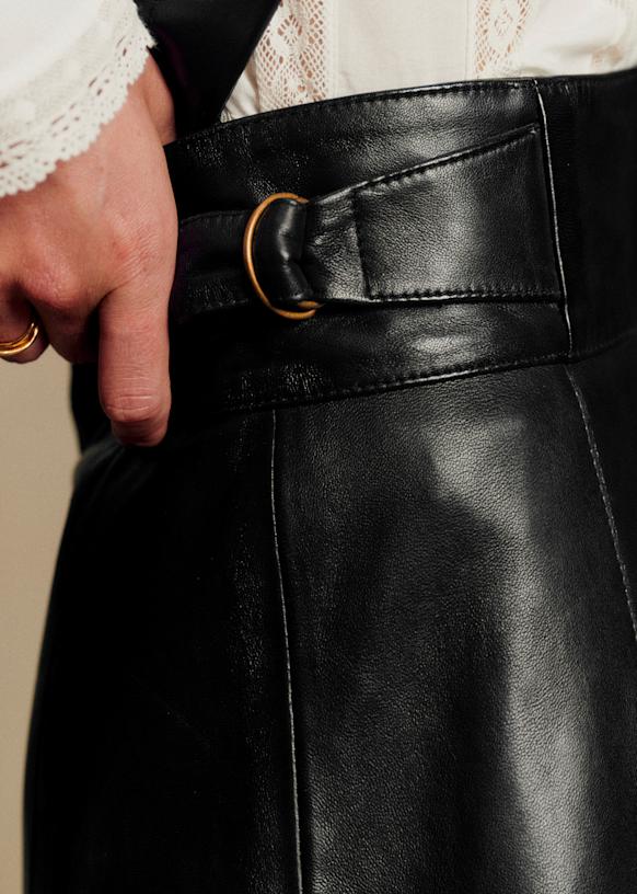 Yasmine Skirt - Black - Lamb leather - Sézane