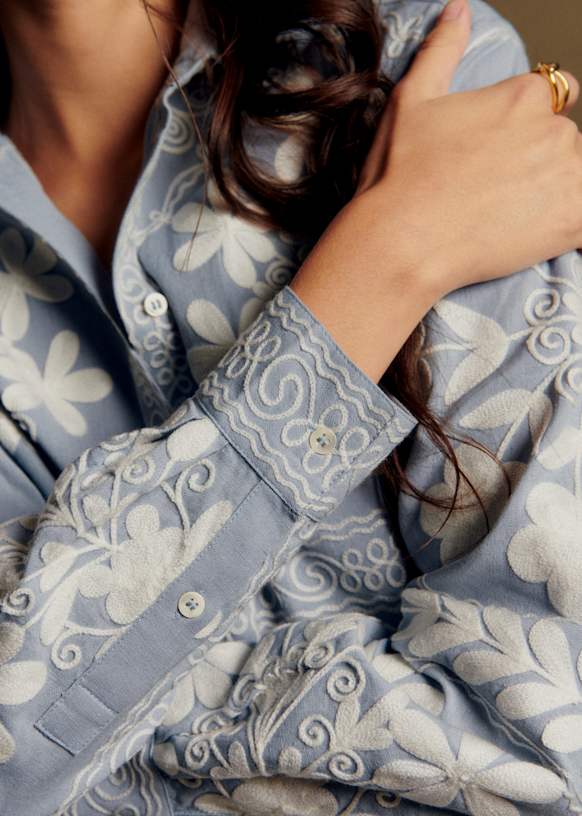 SÉZANE ブラウス34 Marzy Shirt - Sézane x Baziszt - Burgundy Ecru Background