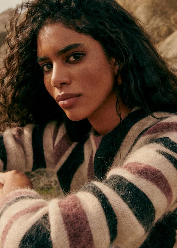 Aurelien Jumper - Black Brown Zebra Print - Kid mohair - Sézane