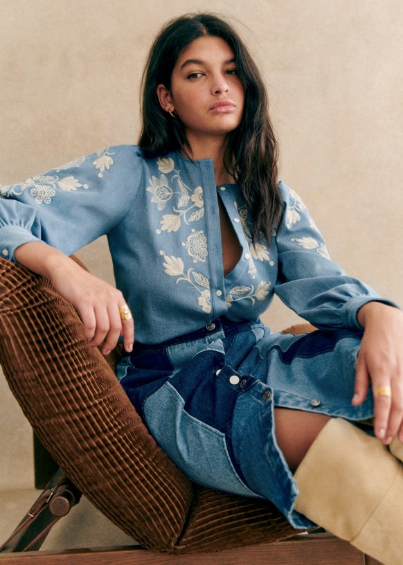 Sezane ブラウス Felicianne Shirt - Ecru/Chambray - Sézane
