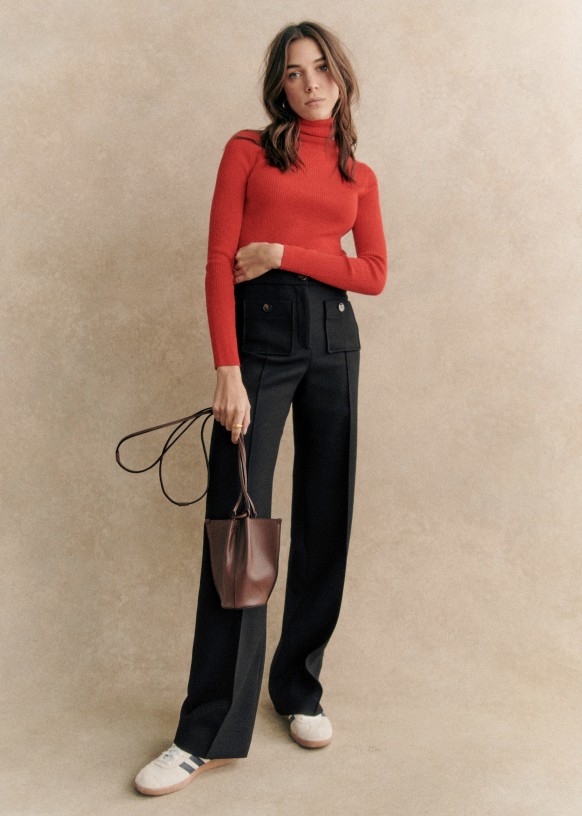 SEZANE 'Manu Trousers' khaki organic cotton tapered pants sz 38 | ex cond |  eBay