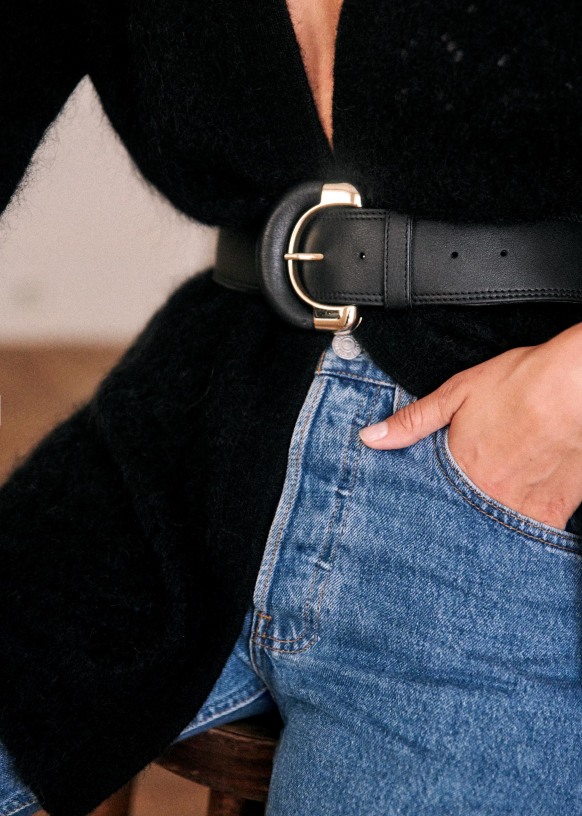 Ceinture Oma - Noir Lisse - Cuir bovin - Sézane