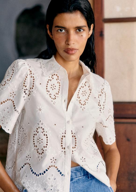 Elvira Blouse - Ecru Pink - Organic Cotton - Sézane