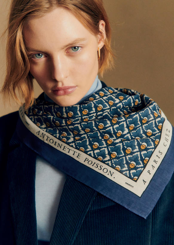 Gaston Scarf - Sézane x Antoinette Poisson - Blue Hazelnuts Print