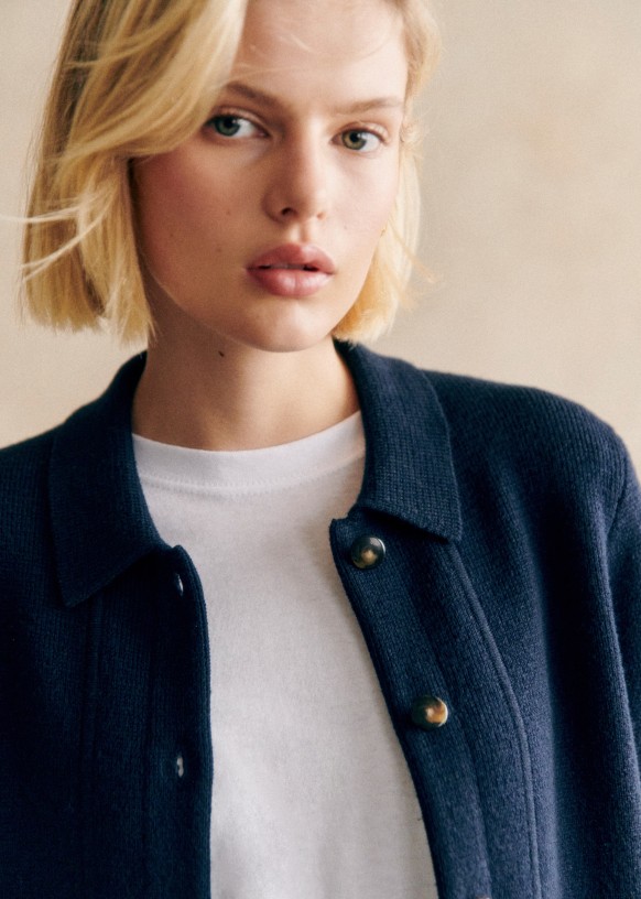 SEZANE ネイビージャケット Cole ジャケット - ネイビー - メリノウール - Sézane