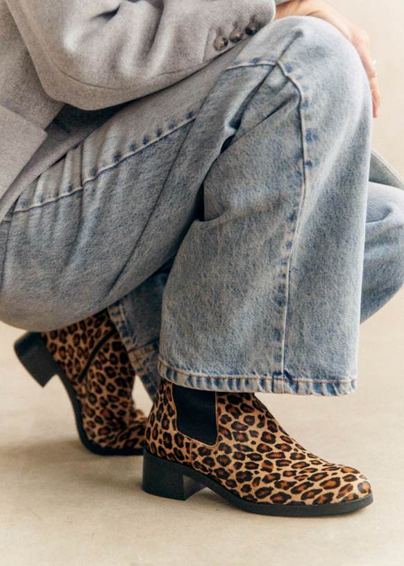 Agnès Ankle Low Boots - Glossy Black - Bovine leather - Sézane