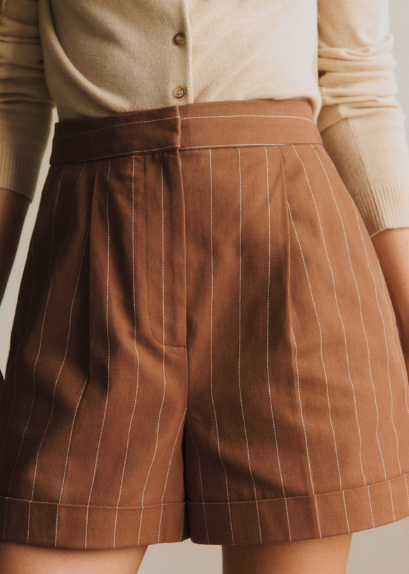 Dogan Shorts - Chocolate Cream Tennis Stripes - GRS-certified