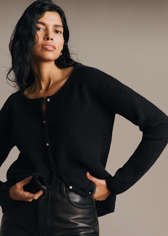 Gaspard Cardigan - Black - Super kid mohair - Sézane