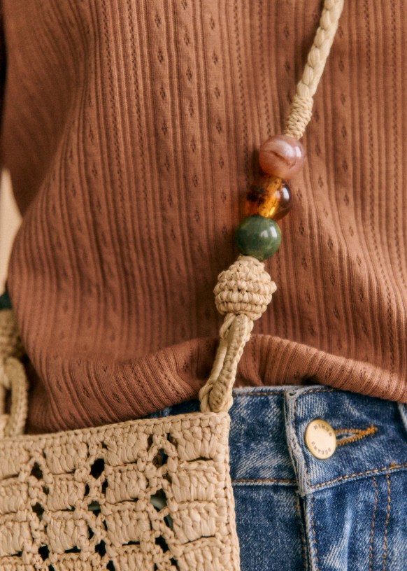 ボタナイズ Tasha Crossbody Pouch - Aubergine Raffia - Raffia - Sézane