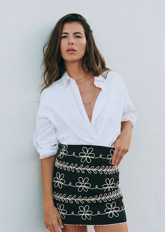 Malia スカート - ブラック エクリュ - オーガニックコットン