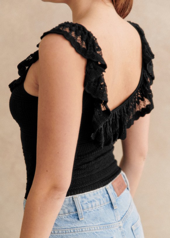 Maille Lina Noir Viscose ECOVERO LENZING Sezane