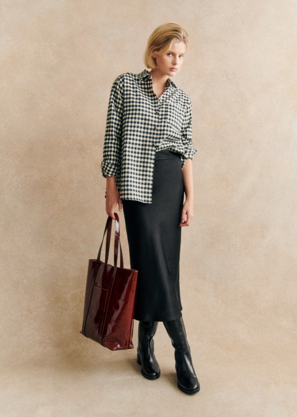Jupe Sandy Noir Polyester recycle Sezane