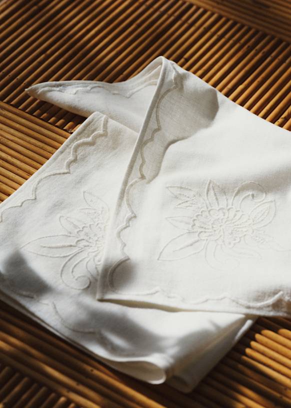 Set of 2 serviettes brodées
