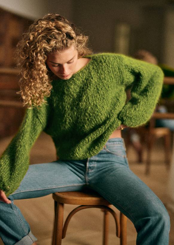 Green mohair jumper on sale