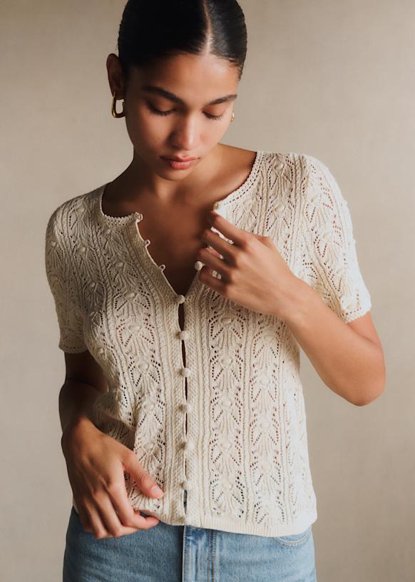 Gilet Milane - Ficelle - Coton biologique - textile à base de fibres biologiques - Sézane