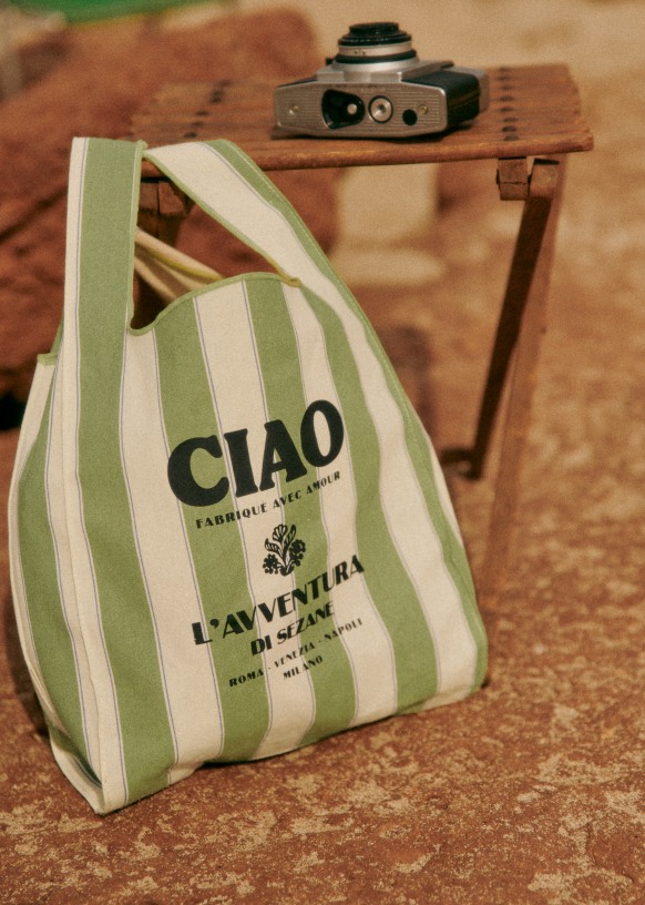 ショッパーバッグ - Ciao - グリーン - リサイクルコットン - Sézane