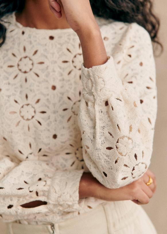 sesane JESSE ブラウス エクリュ サイズ38 Jesse Blouse - Blue - Organic Cotton - Sézane