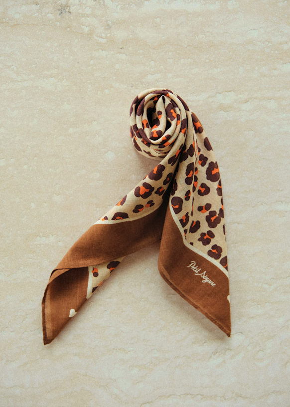 レオパードスカーフ - Orange Leopard - オーガニックコットン