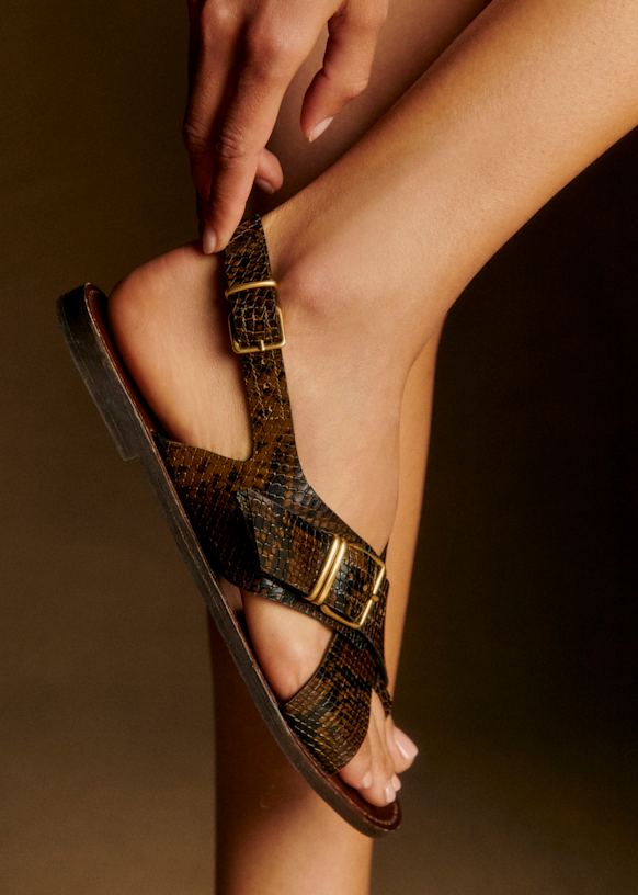 drosera CHAPAL』シャパル シープスキン ムートン バッグ Judith Low Sandals - Coffee - Split cowhide leather - Sézane
