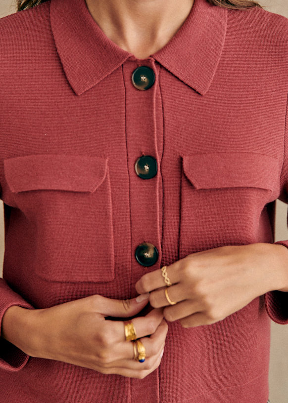 Sézane Bettyカーディガン ローズウッド Betty カーディガン - ローズウッド - メリノウール - Sézane