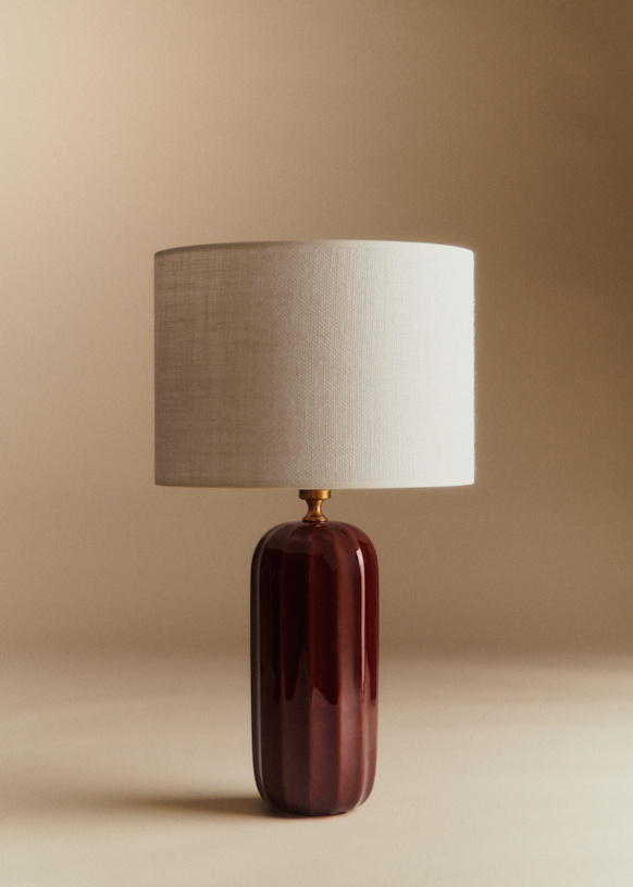 Traviata Table Lamp - Moka - Dolce Lamp Shade - Ecru Burlap