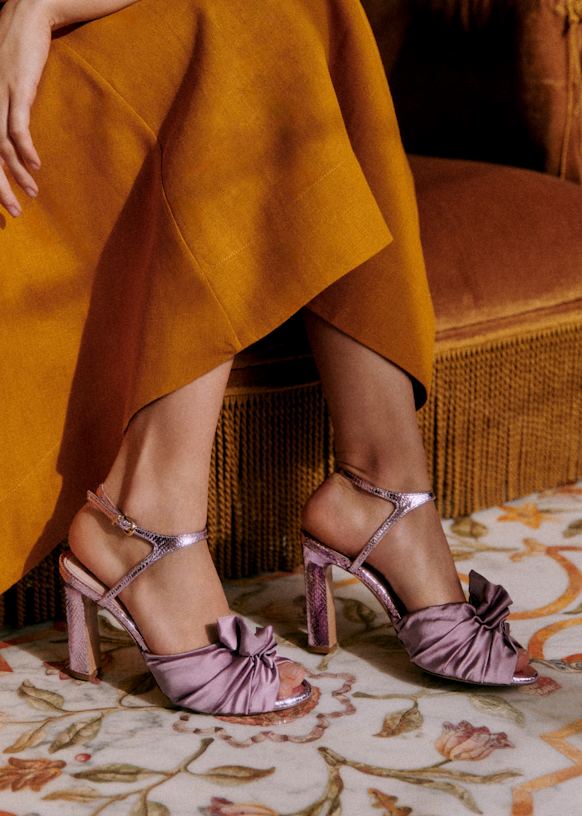Marlene Sandals - CFM Souliers x Editions Sézane - Embossed/ Satin