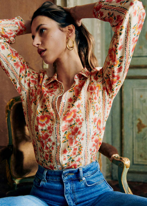 ＼半額SALE／ Sana - Shirt Pierro Print made textile - cotton 0rganic - トップス