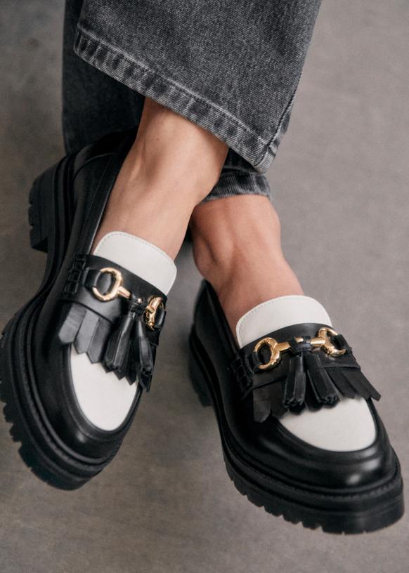 Amy Loafers - Black Ecru - Bovine leather - Sézane