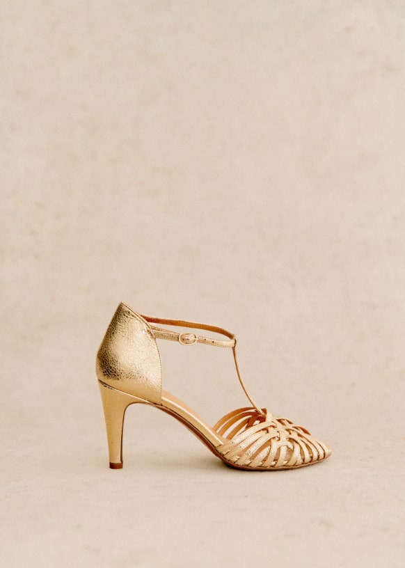 Hortense High Sandals Smooth Ecru Smooth ovine leather Sezane