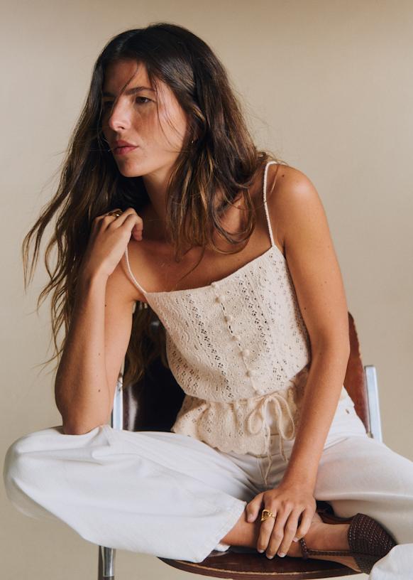 Top Alicia - Crème - Coton biologique - textile biologique - Sézane