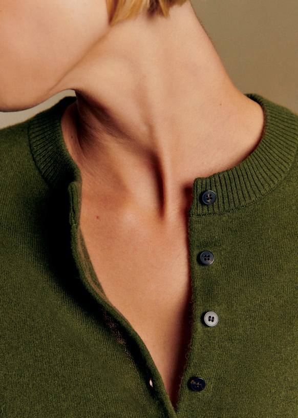 Lisa Cardigan - Perfect Green - Farmed yak wool - Sézane