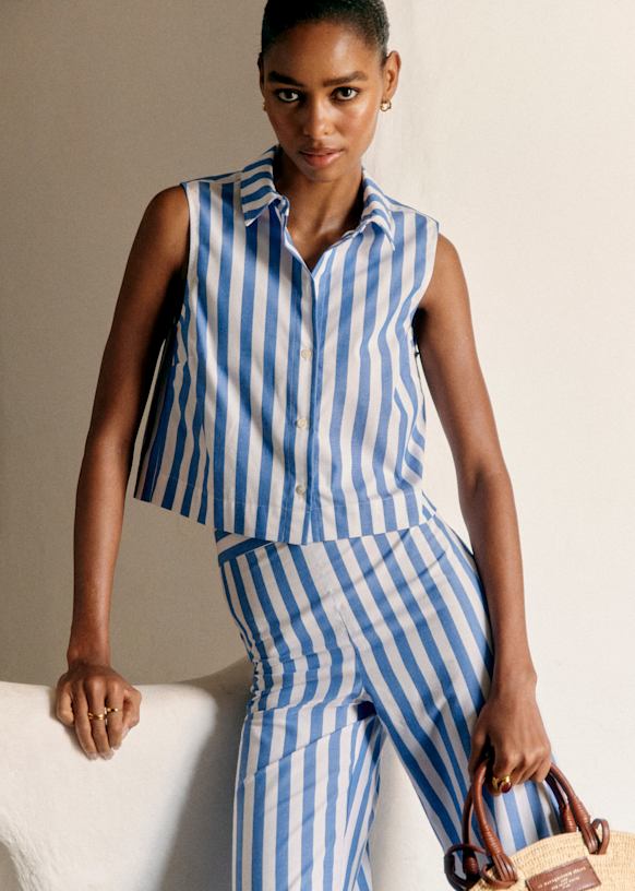 Rome New Shorts - Denim Stripes - Organic Cotton - Sézane
