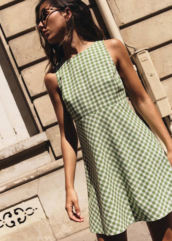 green gingham summer dress Michelle Gingham Midi Dress