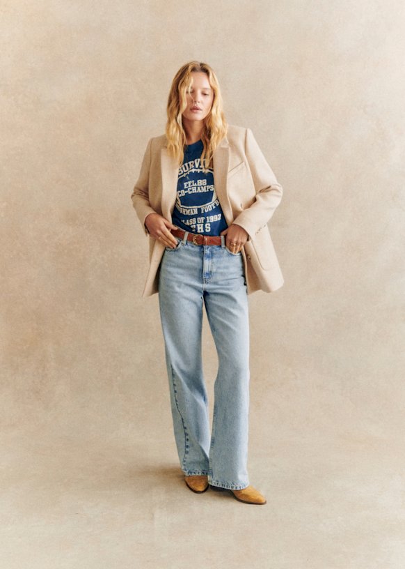 The Wide Leg Trousers - Light Grey - Cotton - Sézane