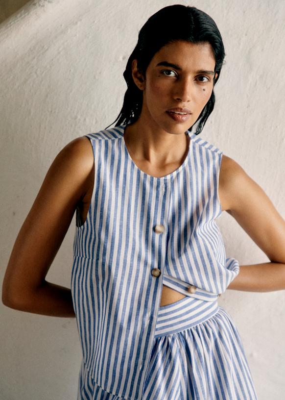 Roni Blouse - Blue Stripes - 0rganic cotton - textile made from