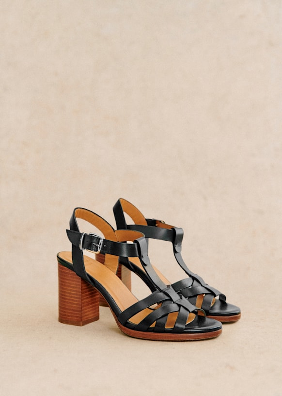 Florence Sandals - Smooth Black Heritage - Bovine vegetable