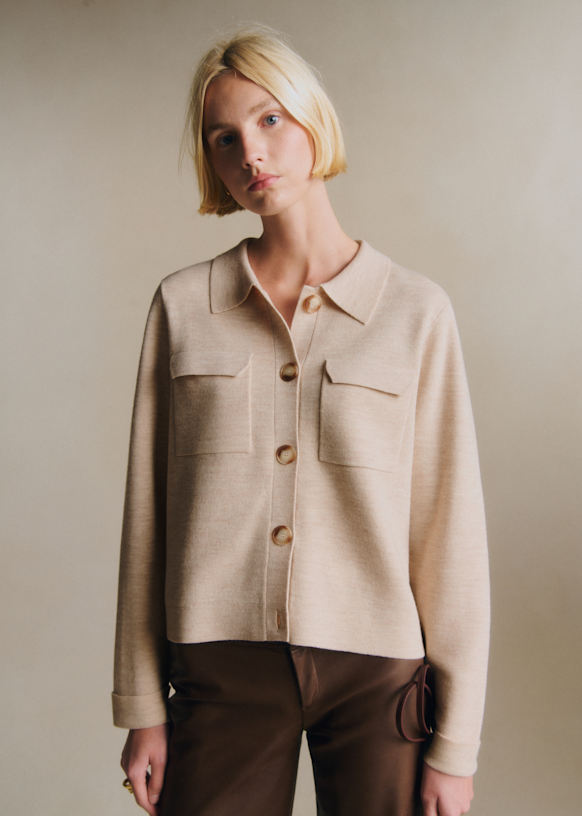 Sezane 半袖カーディガン コーラル（レッド系） オーガニックコットン Sezane 半袖カーディガン コーラル（レッド系） オーガニックコットン