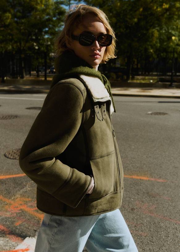 Calixte コート - カーキ - ラムレザー - Sézane