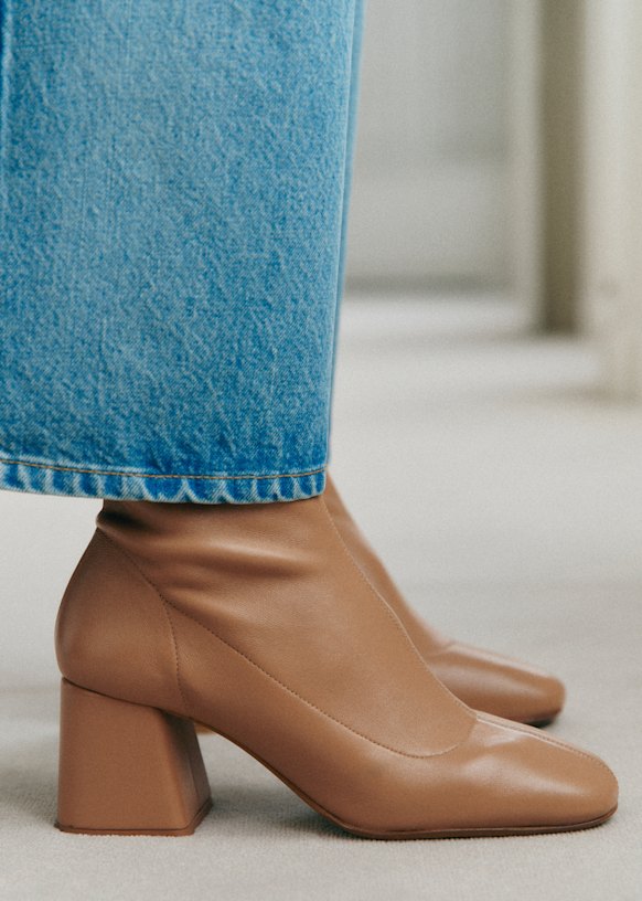 Aline Mid Boots - Smooth Burgundy - Sheep leather - Sézane