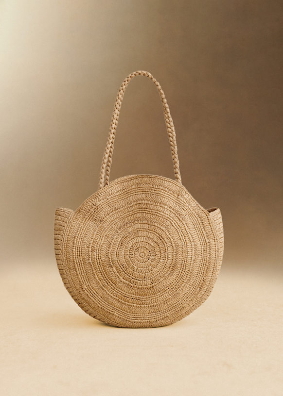 June Basket - Raffia with Mimosa Embroidery - Raffia - Sézane