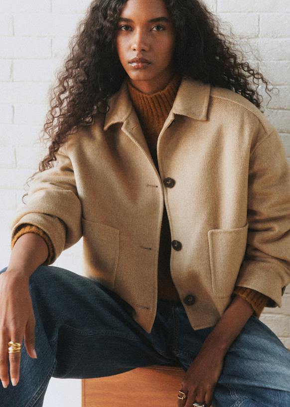 Mia Jacket - Burgundy - Lamb leather - Sézane