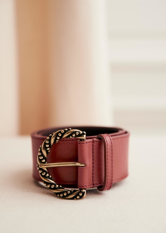 Ava Belt - Bright Pink - Split cowhide leather - Sézane