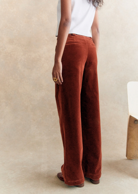 よく見る「芸能人が愛用 Chuck Trousers Sézane - Cotton Organic - velvet Chocolate - パンツ