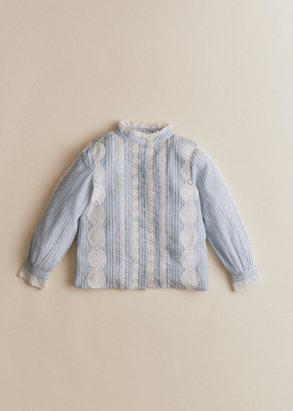 Rym shirt - Ecru with Blue Stripes - Organic cotton - organic