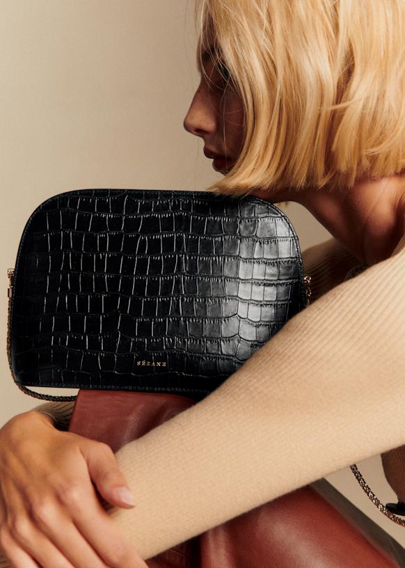 【正規品未使用】SÉZANE セザンヌ VICTOR バッグ クロコダイル風 Victor Bag - Black Crocodile Print - Vegetable tanned