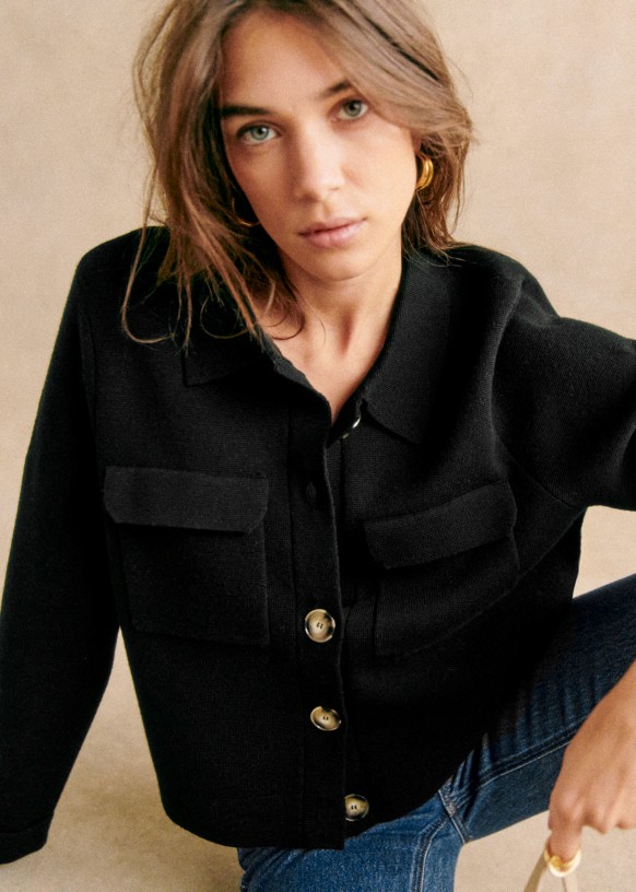 Betty Cardigan Ecru Merino Wool Sezane