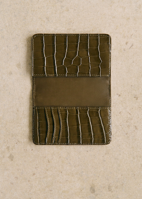 Sara Passport Holder - Olive Green Crocodile Print - Bovine