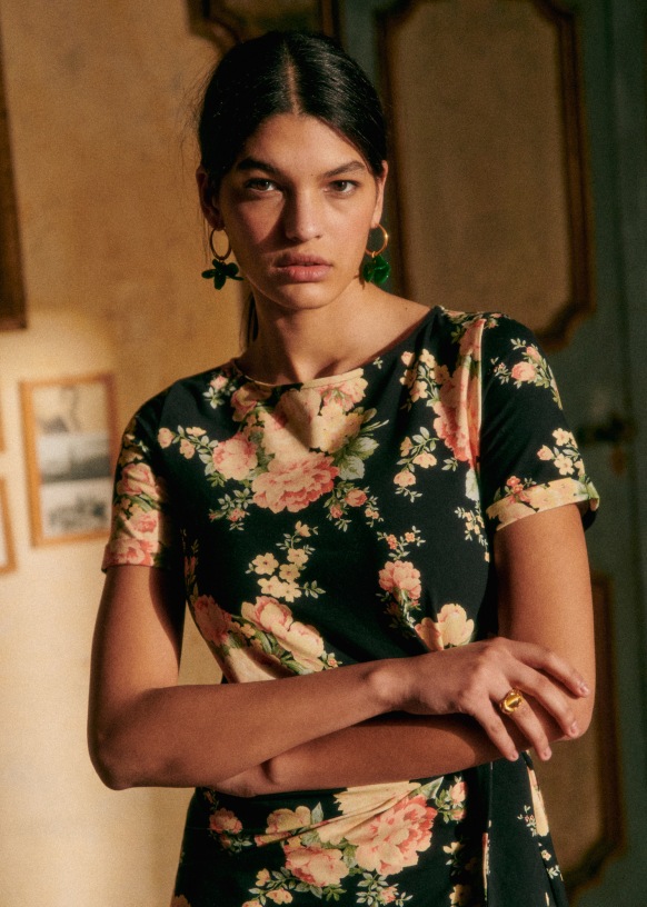 Pippa Dress - Multicoloured Flowers - Organic Cotton - Sézane
