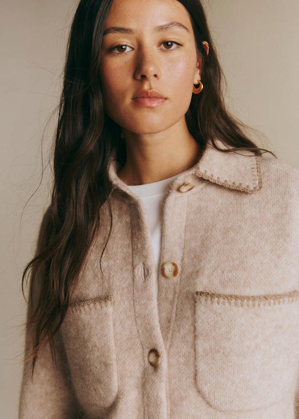 Lucien Jacket - Heathered Beige Taupe Details - Kid mohair - Sézane