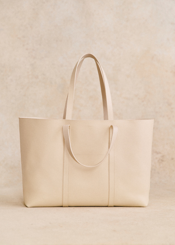 Gabin Maxi Bag - Textured cream - Bovine leather - Sézane